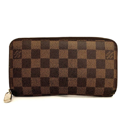 Louis Vuitton Damier Zippy Zip Around Long Wallet Purse Brown MI1146