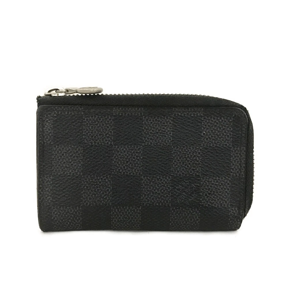 $345 Louis Vuitton Damier Graphite Car Key Case Black SN1177