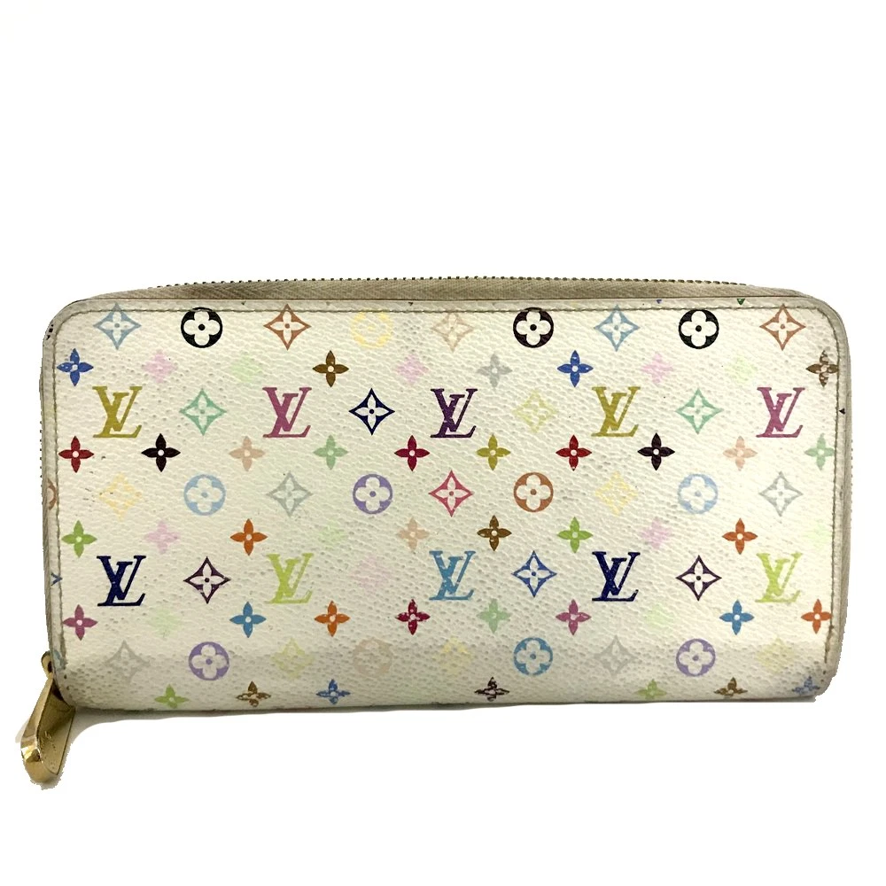 $940 2011 Louis Vuitton Monogram Multicolor Zippy Wallet White Litchi CA2191