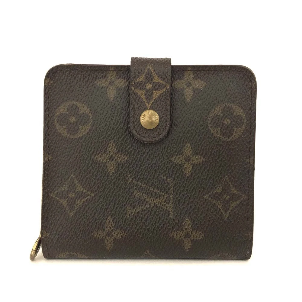 $520 2000 Louis Vuitton Monogram Compact Zip Bifold Wallet Brown CA0040