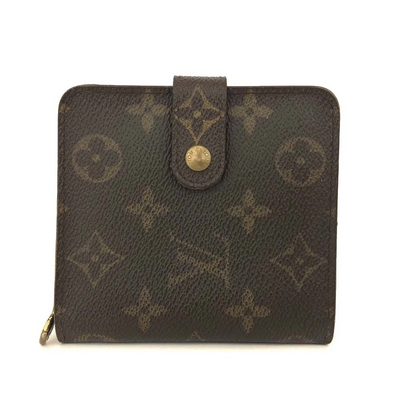 $520 2000 Louis Vuitton Monogram Compact Zip Bifold Wallet Brown CA0040