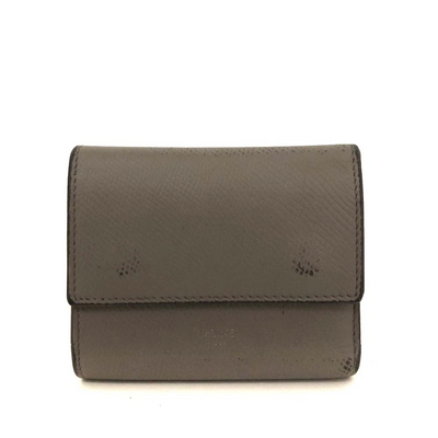 CELINE Logo Leather Trifold Wallet Gray