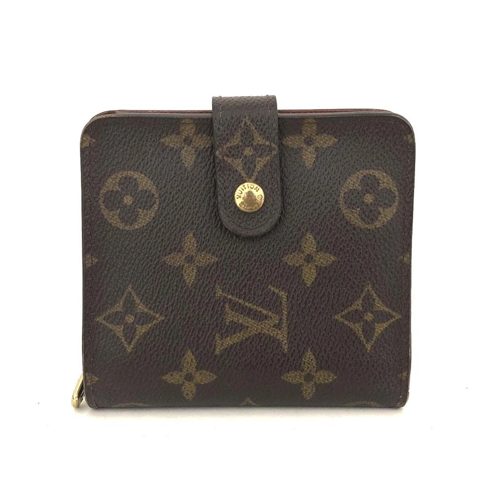 $625 2000 Louis Vuitton Monogram Compact Zip Bifold Wallet Brown MI0060