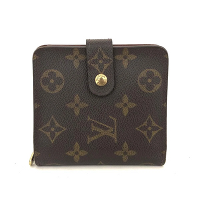 $625 2000 Louis Vuitton Monogram Compact Zip Bifold Wallet Brown MI0060
