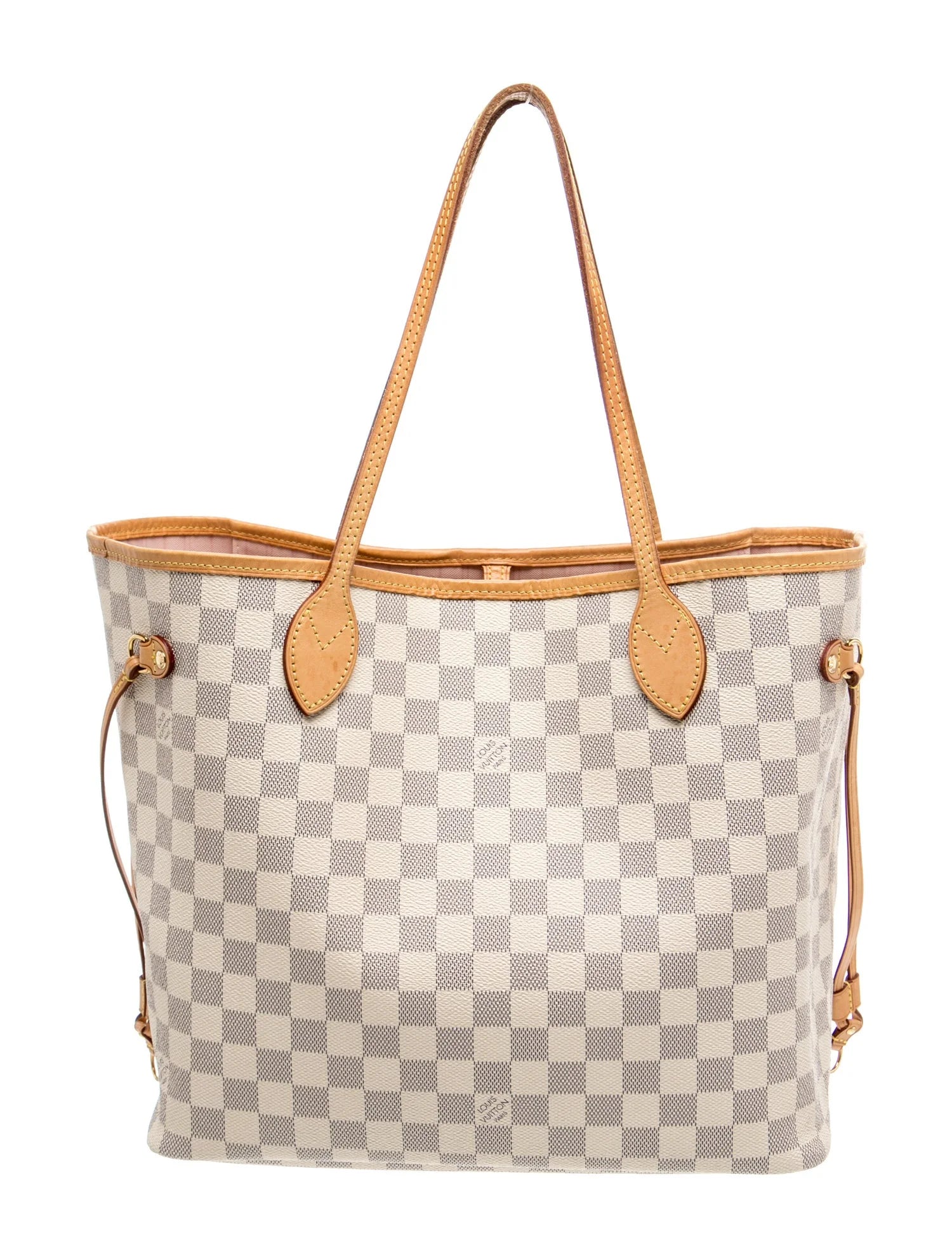 $2240 2018 Louis Vuitton Damier Azur Neverfull MM Rose Ballerine with Pouch 10021297