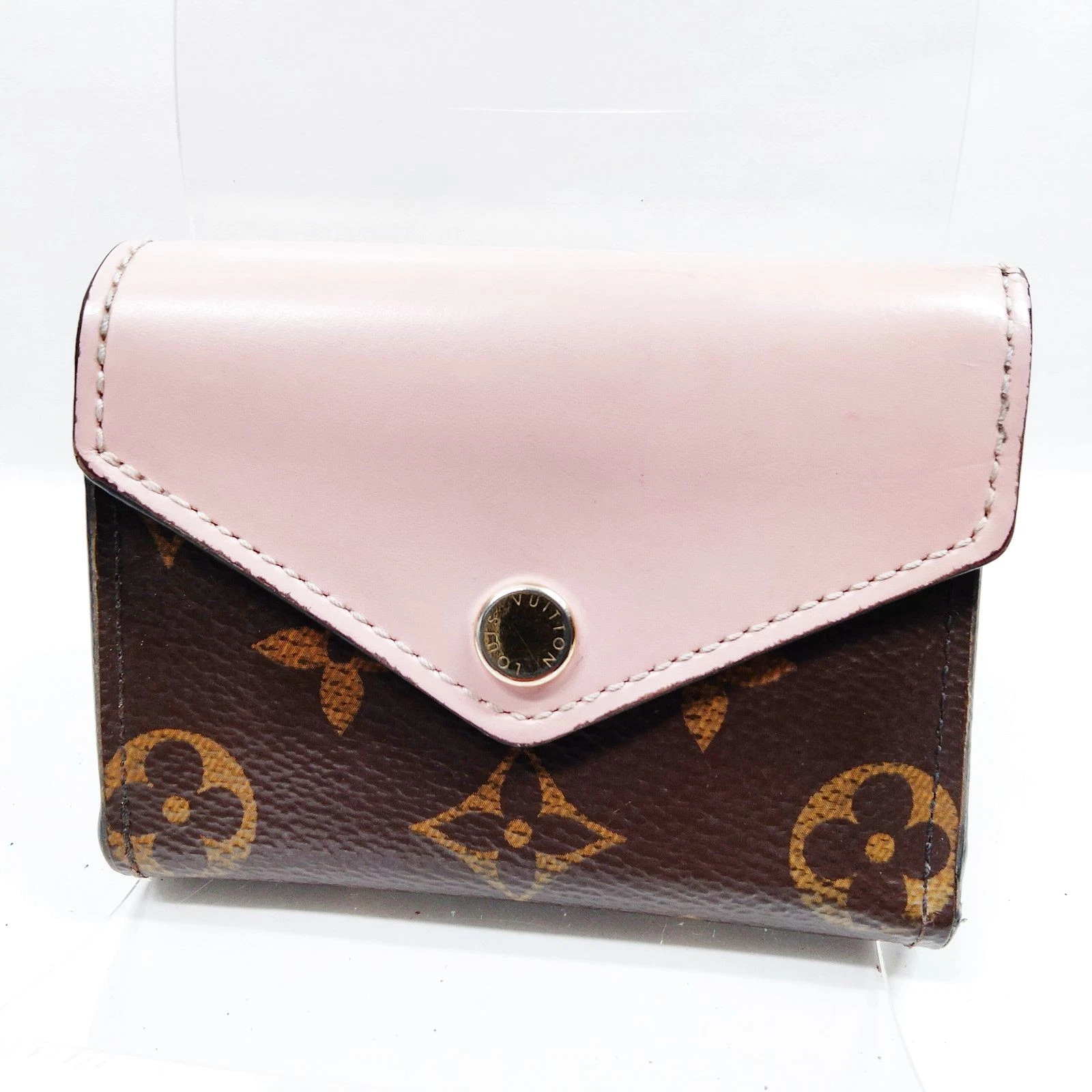 $605 2018 LOUIS VUITTON Monogram Canvas Zoe Wallet Rose Ballerine MI4108