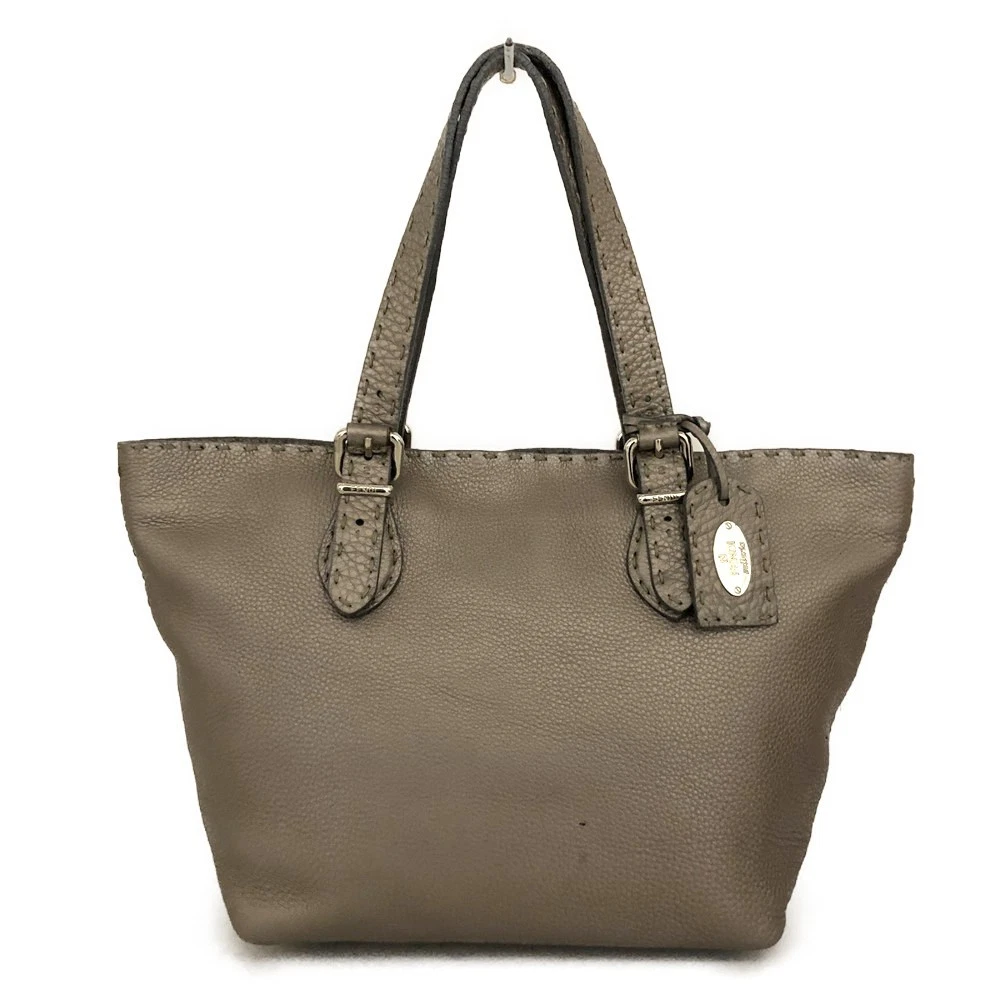 $1600 FENDI Selleria Leather Tote Bag Silver
