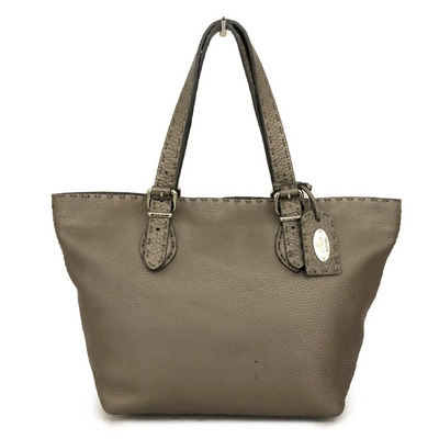 $1600 FENDI Selleria Leather Tote Bag Silver