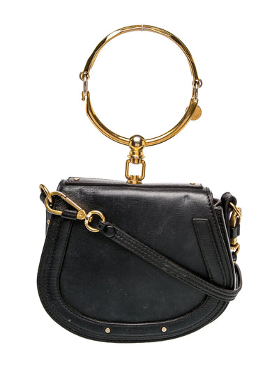 $1690 Chloe Calfskin Small Nile Bracelet Bag Black