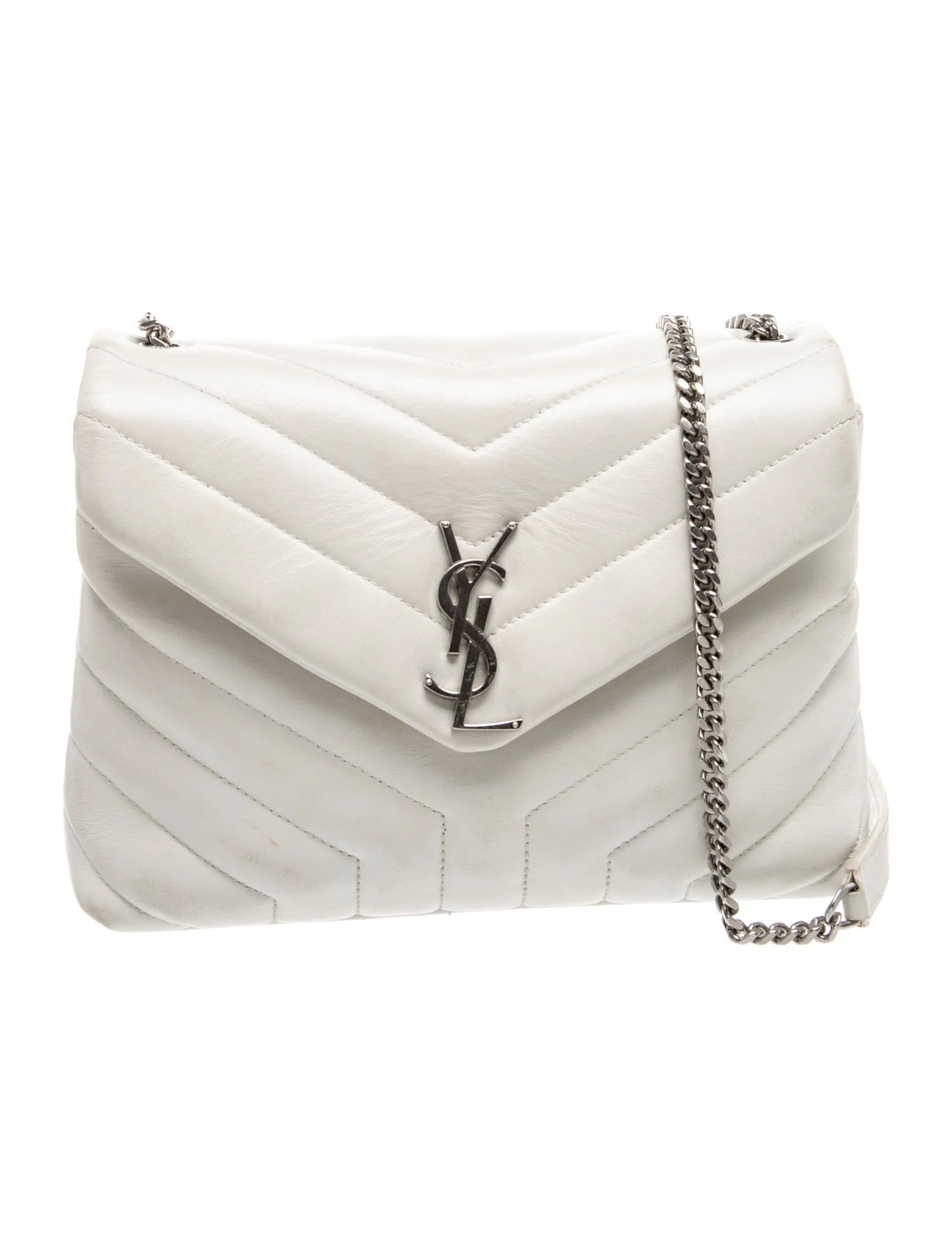 $2730 Saint Laurent Small Loulou Shoulder Bag White 10021139