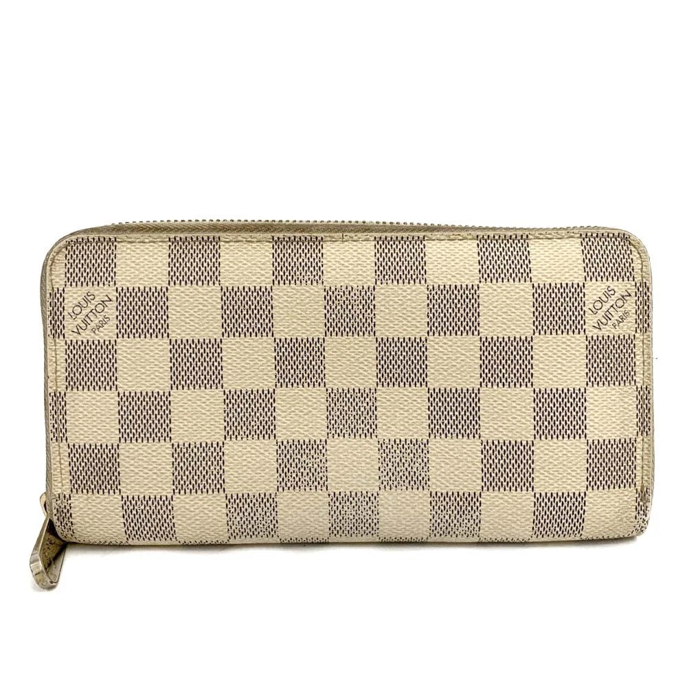 $915 2008 Louis Vuitton Damier Azur Zippy Zip Around Long Wallet Purse White VI0088