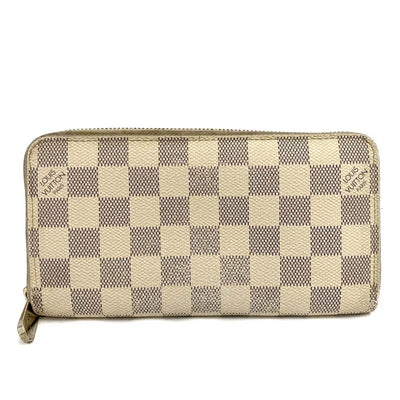 $915 2008 Louis Vuitton Damier Azur Zippy Zip Around Long Wallet Purse White VI0088