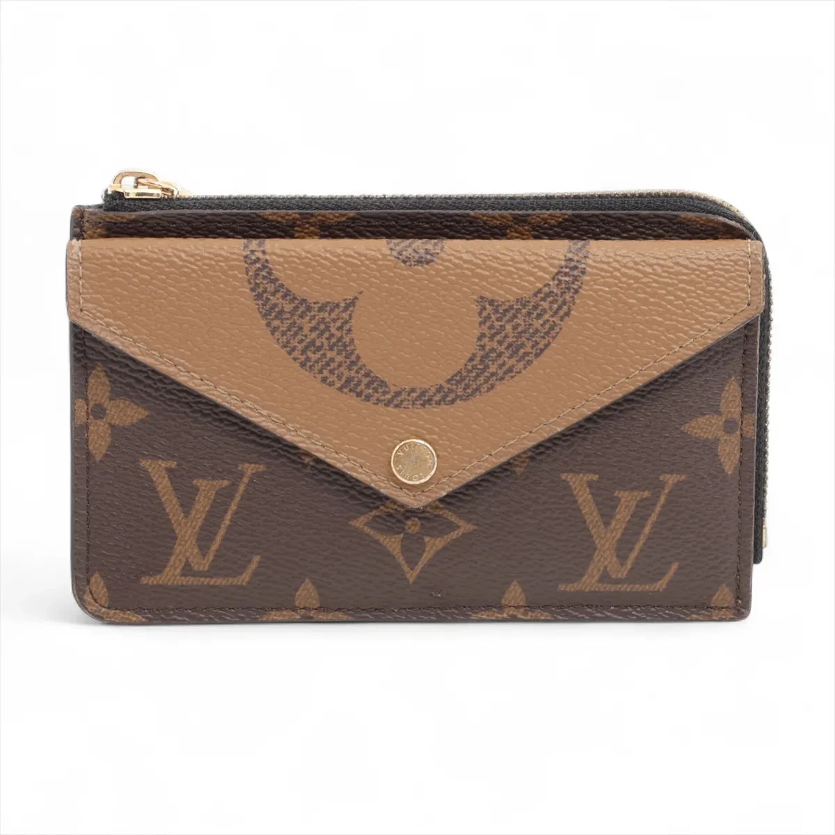 $700 Louis Vuitton Giant Monogram Reverse Porto Cartolecto Verso M81303 Brown Fragmen