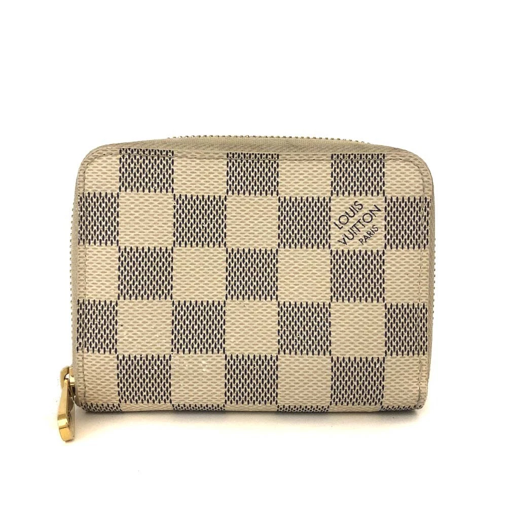Louis Vuitton Damier Azur Zippy Zip Coin Purse Wallet White SN1117
