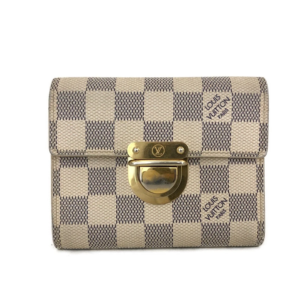 Louis Vuitton Damier Azur Porte Feiulle Koala Trifold Wallet White TH4059
