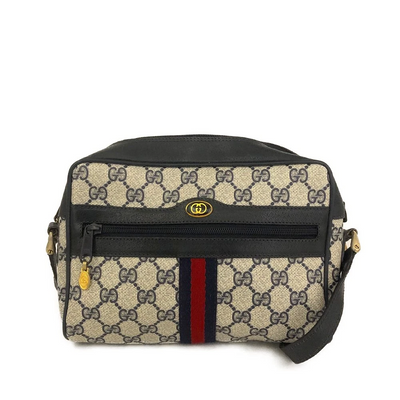 $1100 Gucci Vintage Ophidia Shoulder Bag GG Canvas Small Blue