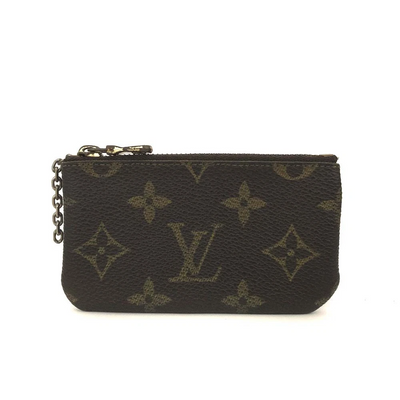 $355 Louis Vuitton Monogram Pochette Cles Wallet Coin Purse Brown 0950ET