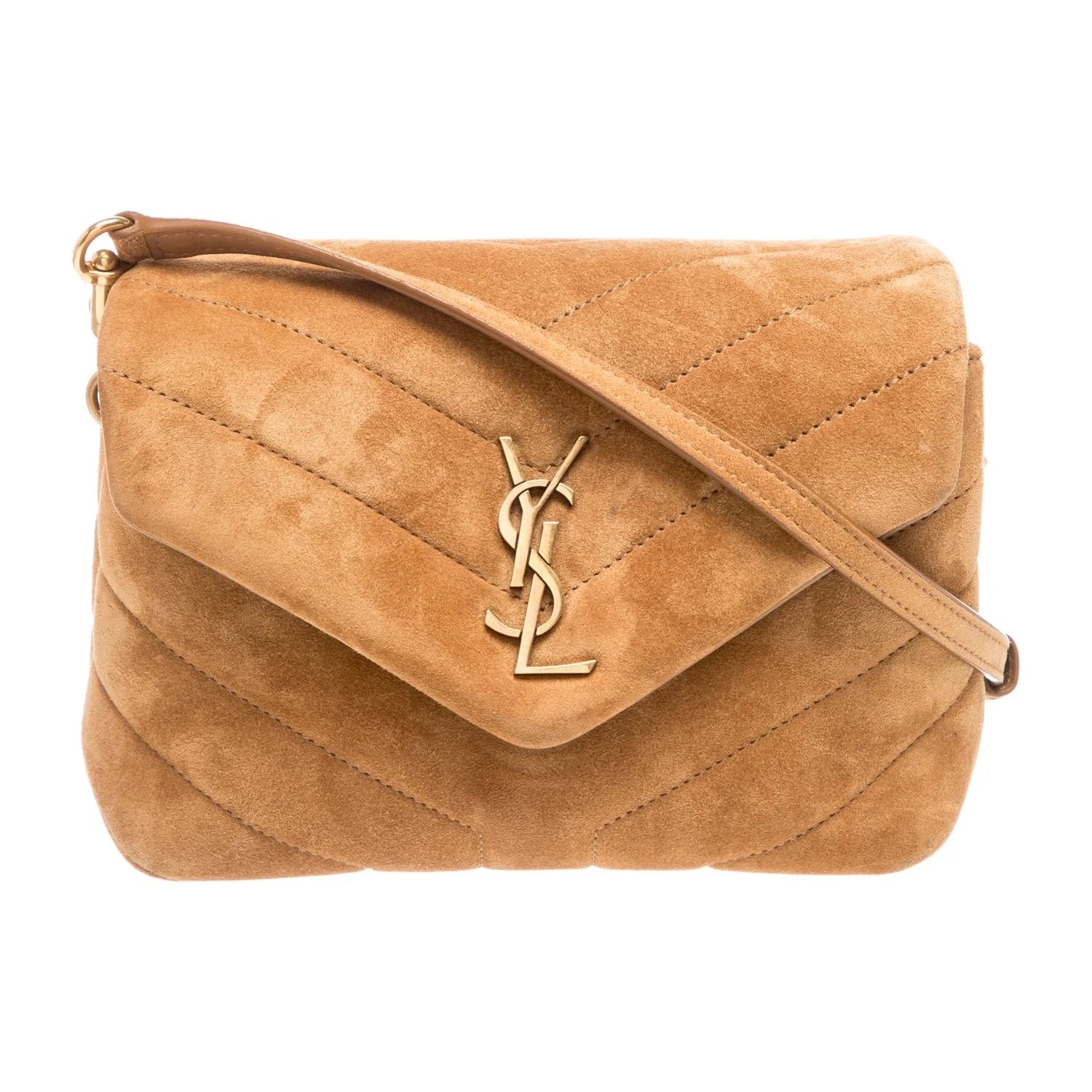 $1890 2022 Saint Laurent Suede Toy Loulou Shoulder Bag Cinnamon
