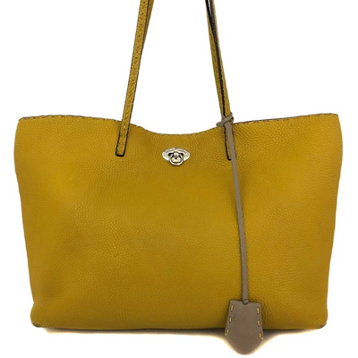 $1600 FENDI Selleria Leather Shoulder Tote Bag Yellow