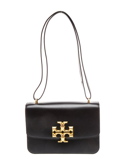 $800 Tory Burch Eleanor Convertible Shoulder Bag Black Gold
