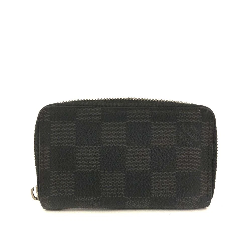 $435 2012 Louis Vuitton Damier Graphite Zippy Zip Coin Purse Wallet Black MI2172