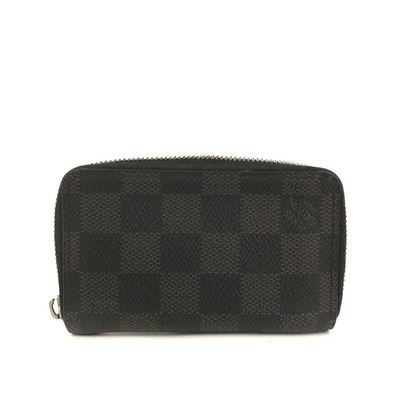 $435 2012 Louis Vuitton Damier Graphite Zippy Zip Coin Purse Wallet Black MI2172