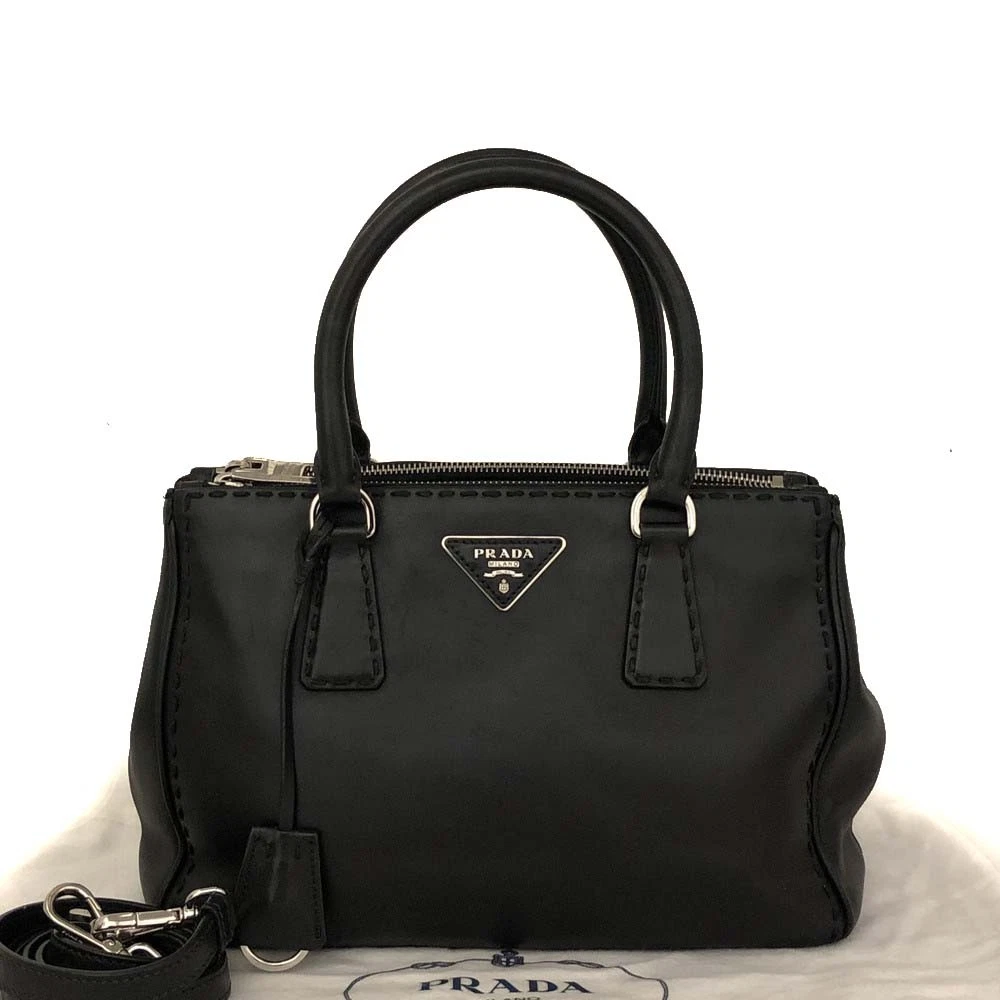 $2480 Prada Leather 2way Shoulder Bag