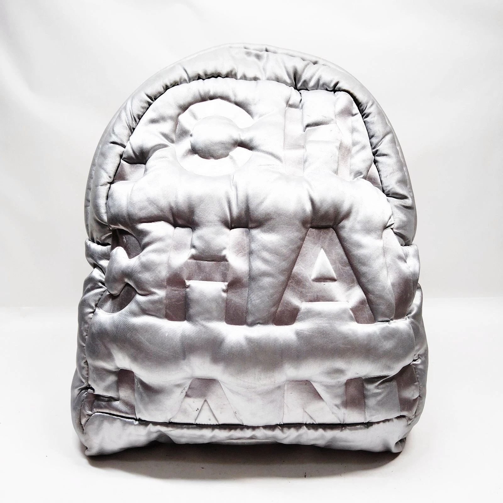 Chanel BackPack Bag Silver Nylon 3137969