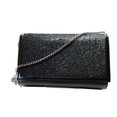 $1590 Christian Louboutin Paloma black sequin clutch