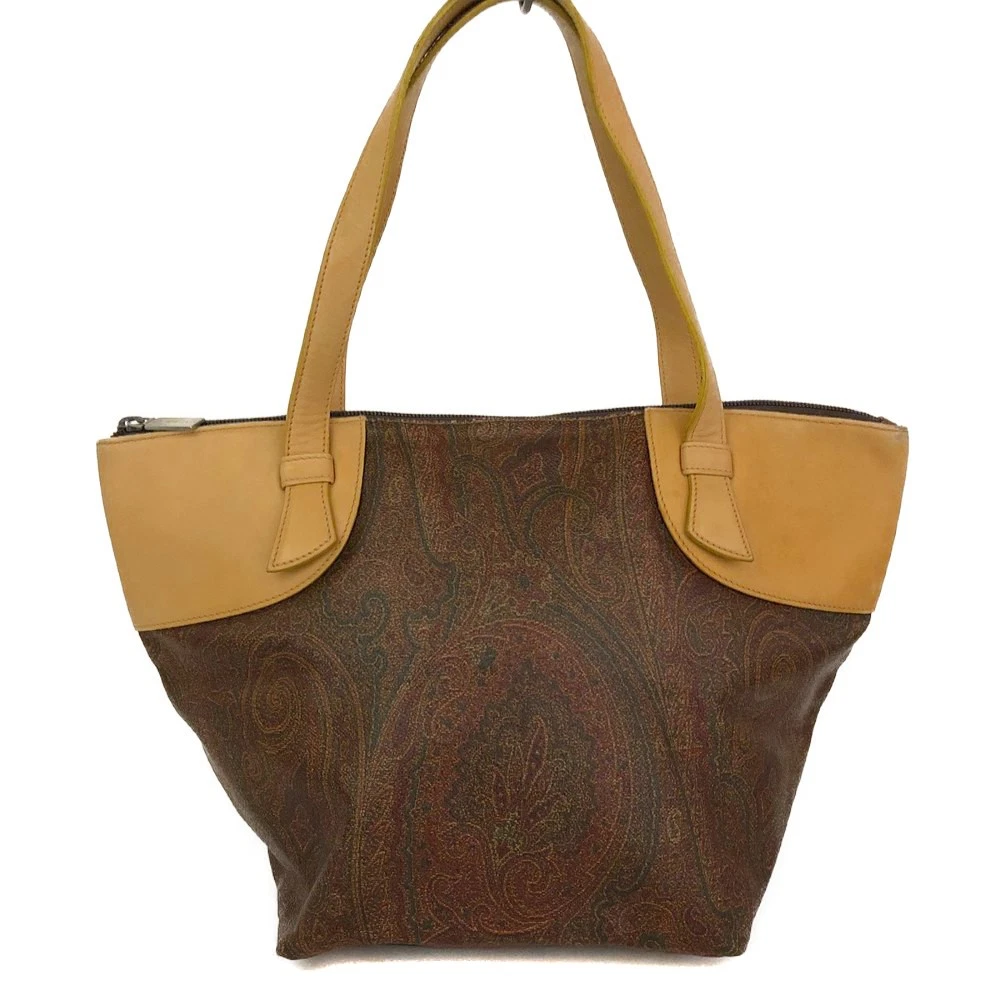 $650 ETRO Paisley PVC Leather Tote Hand Bag MultiColor