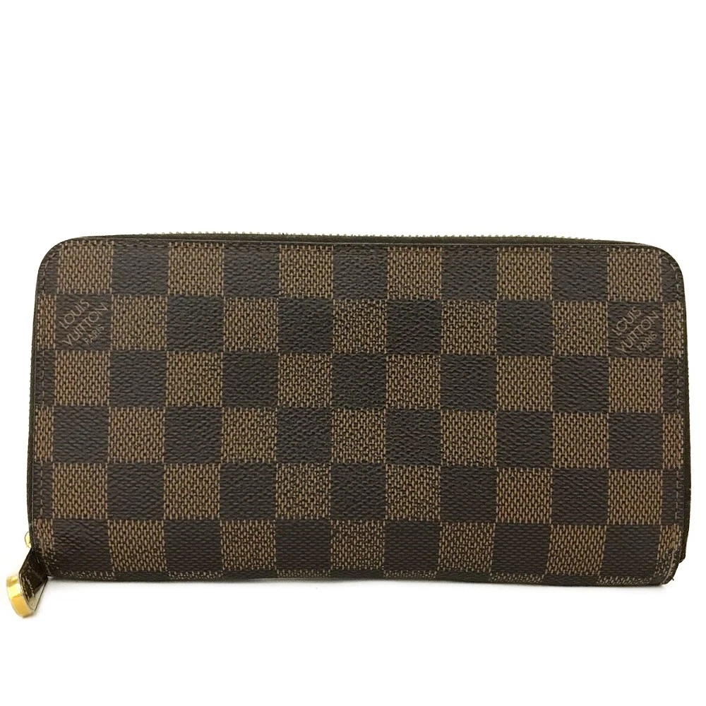 $940 2011 Louis Vuitton Damier Zippy Zip Around Long Wallet Purse Brown CA1191