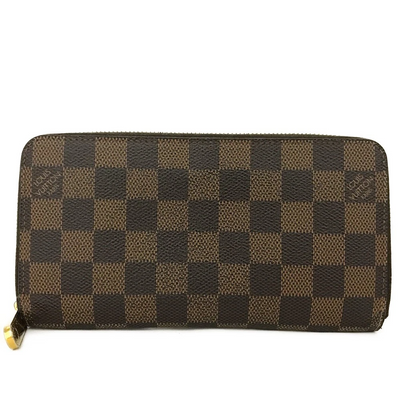 $940 2011 Louis Vuitton Damier Zippy Zip Around Long Wallet Purse Brown CA1191
