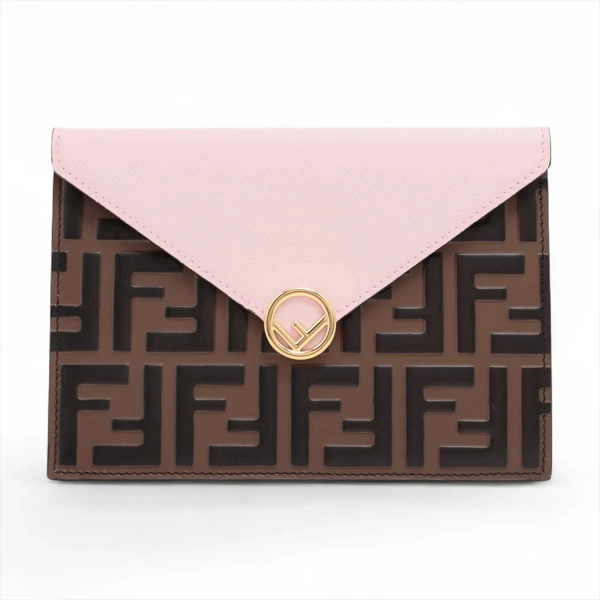 $850 Fendi Vitello Cruise F is Fendi Bi-Color FF 1974 Embossed Envelope