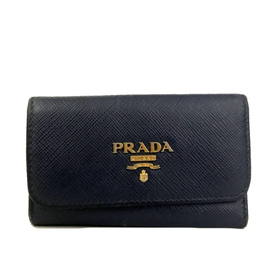 PRADA Saffiano Leather 6 Ring Key Case Blue
