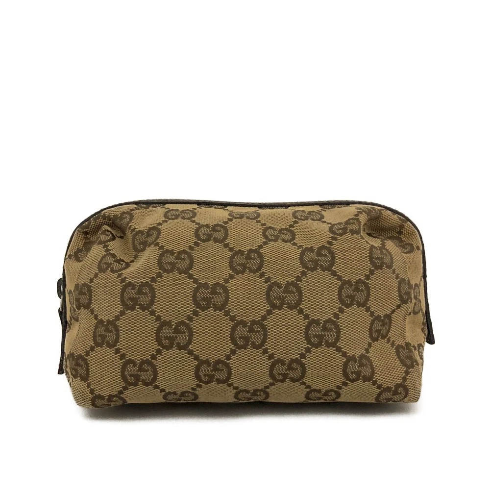 $450 Gucci Monogram Large Cosmetic Case Brown