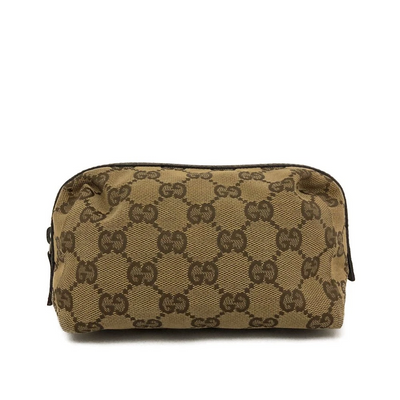 $450 Gucci Monogram Large Cosmetic Case Brown