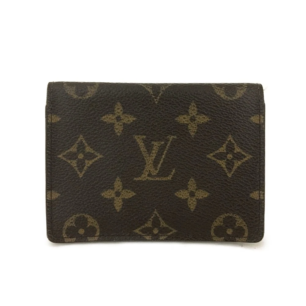 $535 2003 Louis Vuitton Monogram Porte 2 Cartes Vertical Pass Card Case Brown CA0053