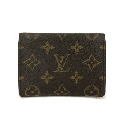 $535 2003 Louis Vuitton Monogram Porte 2 Cartes Vertical Pass Card Case Brown CA0053