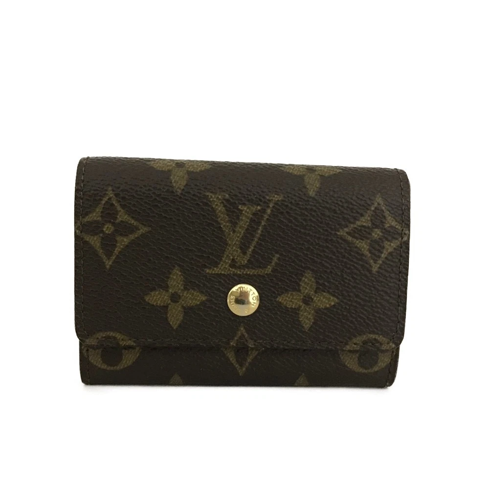 $440 1988 Louis Vuitton Monogram Porte Monnaie Plat Coin Purse Wallet Brown 883RA
