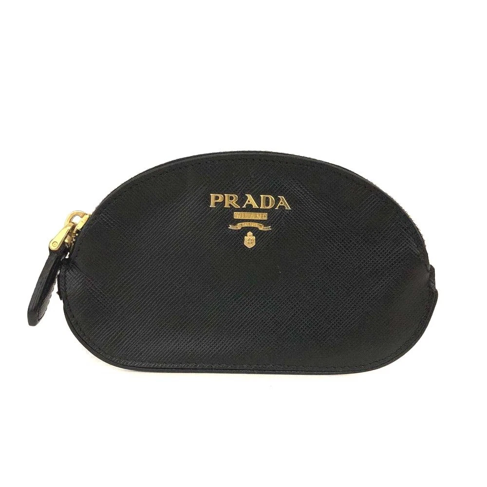 $680 PRADA Saffiano Leather Coin Purse Wallet Black