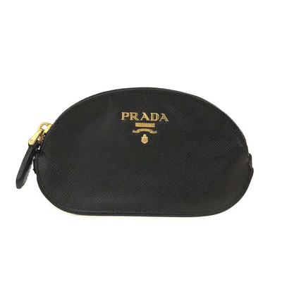 $680 PRADA Saffiano Leather Coin Purse Wallet Black