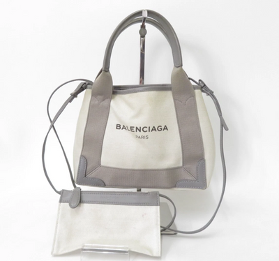 $1,150 2020 Balenciaga Navy Cabas XS Canvas 2-Way Tote 390346-2710