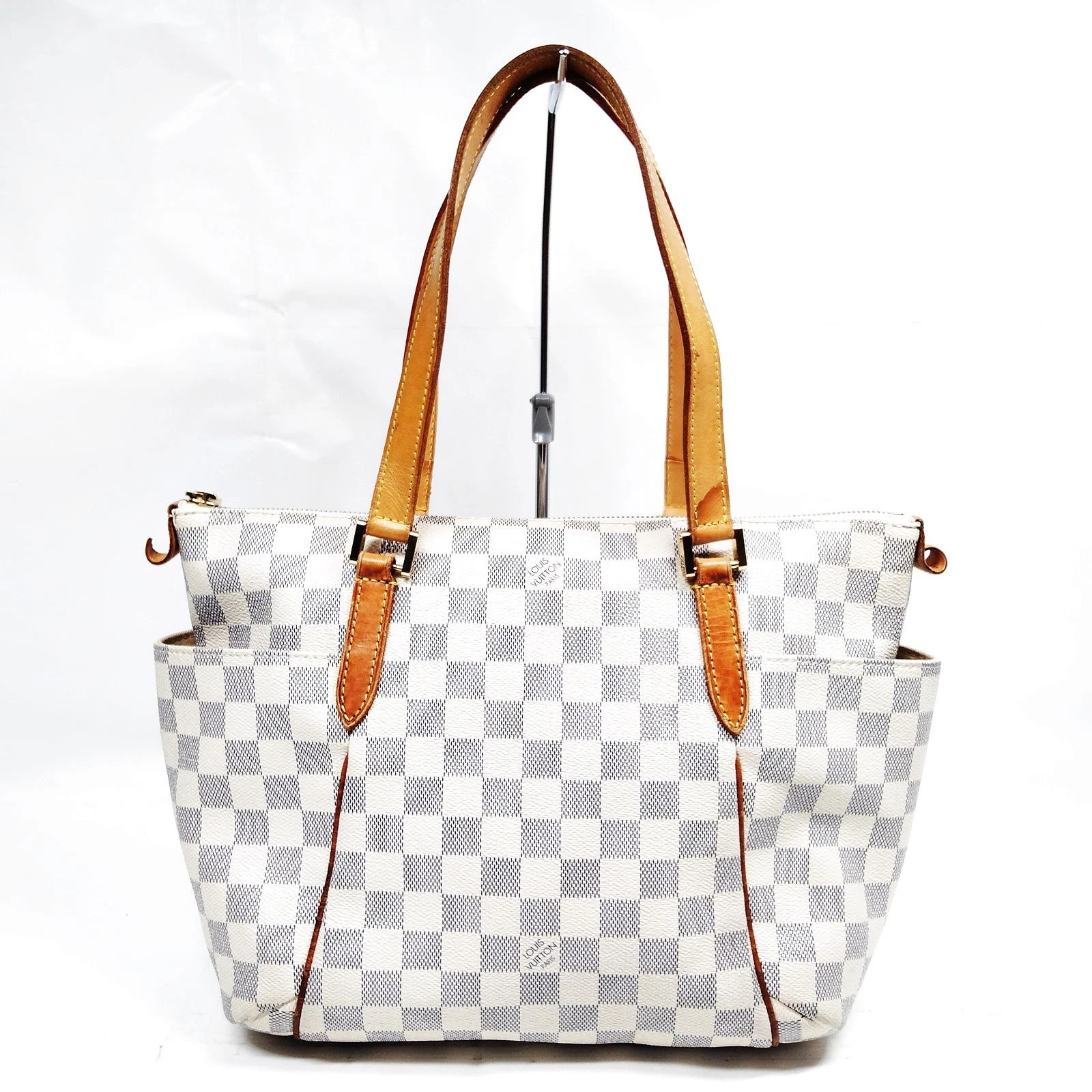 $1270 Louis Vuitton LV Shoulder Bag N51261 Totally PM White Damier Azur