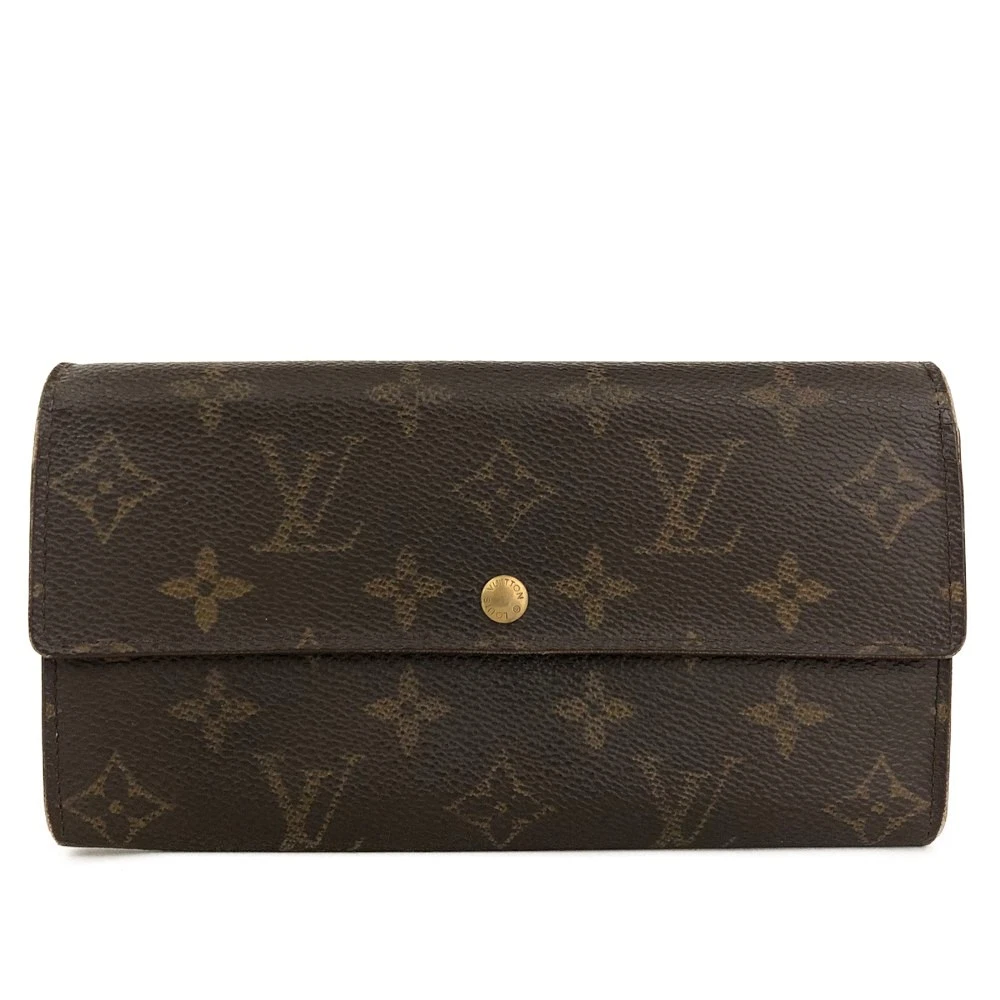 $725 2000 Louis Vuitton Monogram Portefeiulle Sarah Long Bifold Wallet Brown TH1000