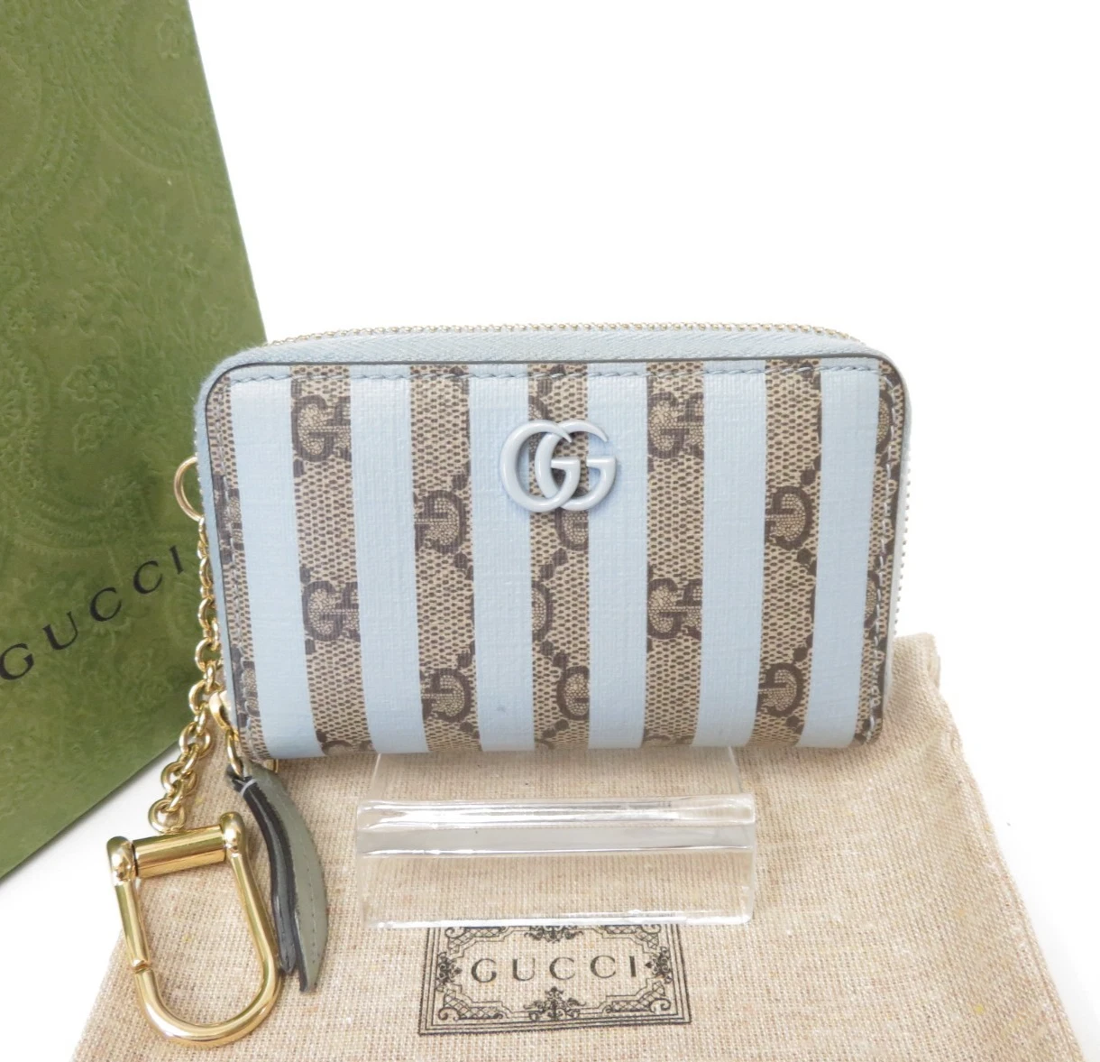 $450 2019 Gucci GG Supreme Marmont Zip Around Coin Wallet 456126-525040