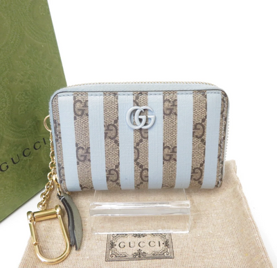 $450 2019 Gucci GG Supreme Marmont Zip Around Coin Wallet 456126-525040