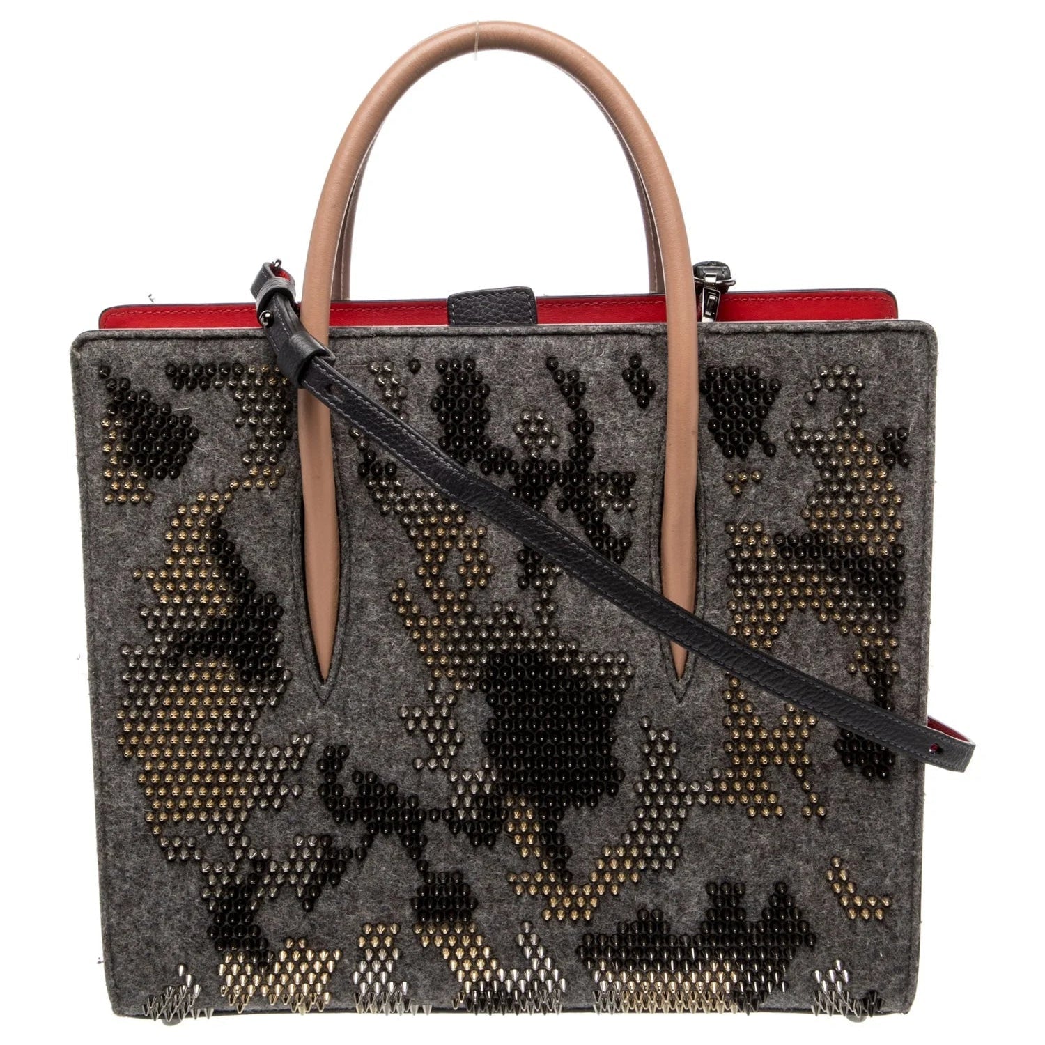 $3000 SPECIAL EDITION Christian Louboutin Felt Paloma Top Handle Bag