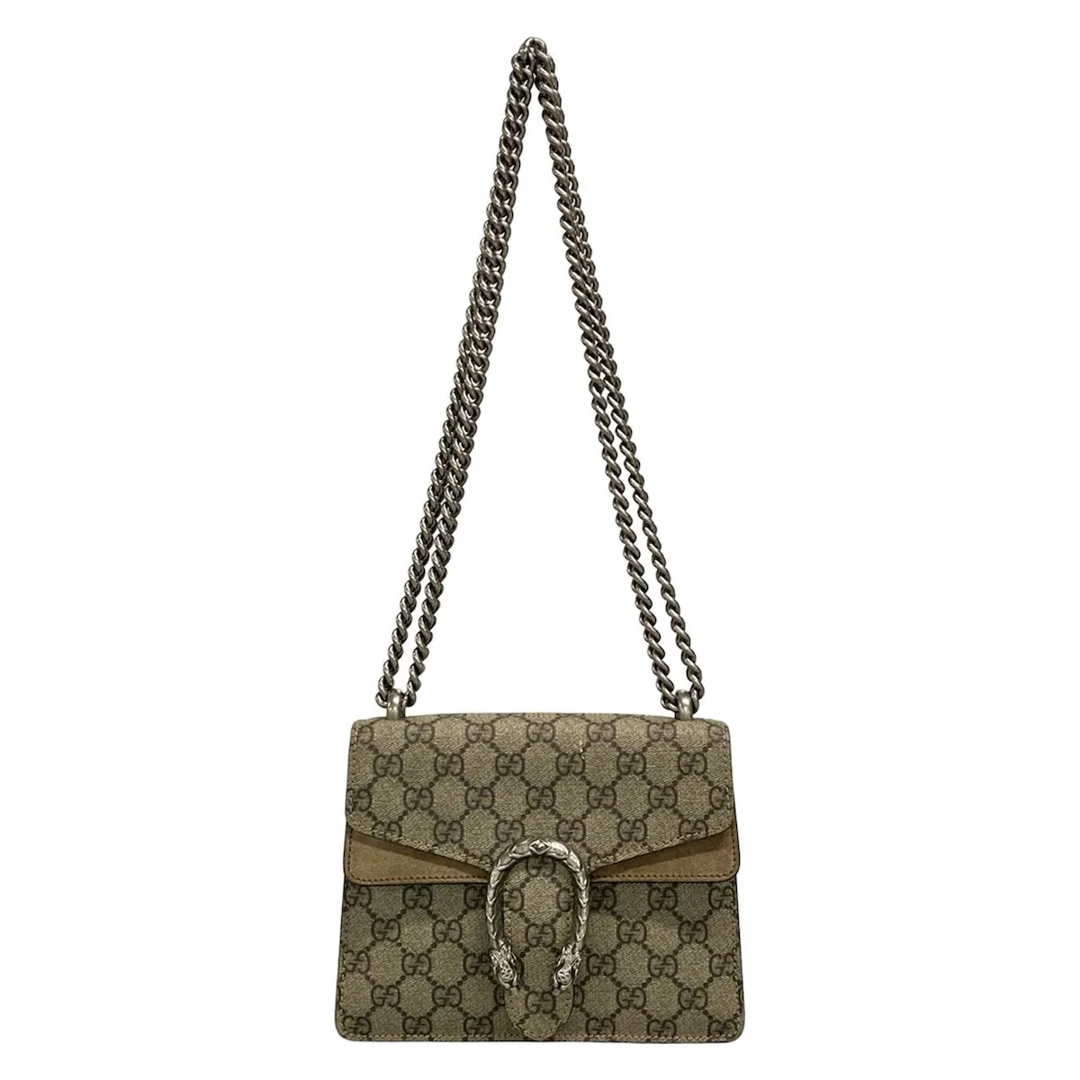 $2700 Gucci GG Supreme Monogram Mini Dionysus Shoulder Bag Taupe