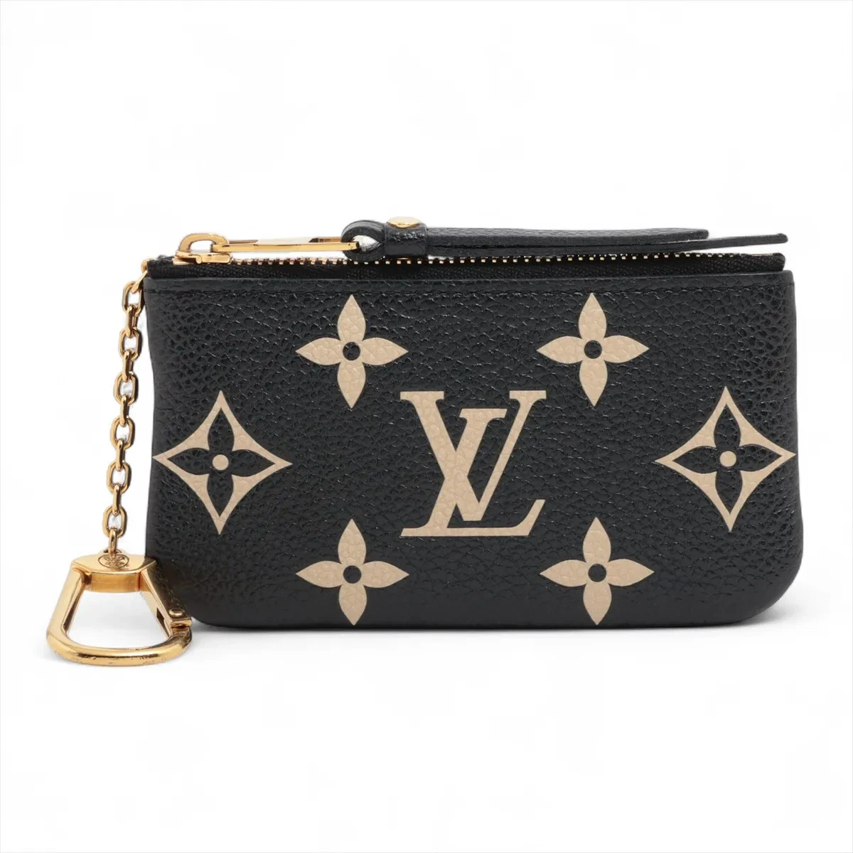 $530 RFID Louis Vuitton Empreinte Monogram Giant Key Pouch Black Beige