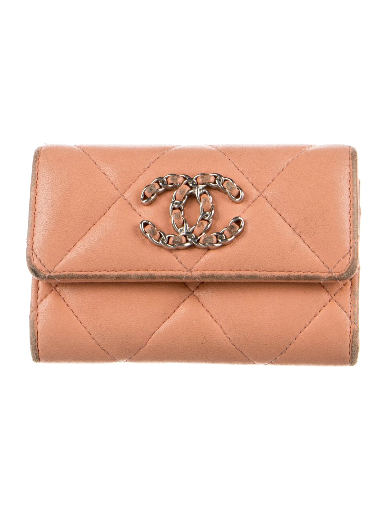 Chanel 19 Flap Card Holder Interlocking CC Logo Continental Wallet 10021114